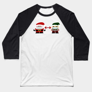 Santa Claus Y Elfo Con Distancia De Seguridad Baseball T-Shirt